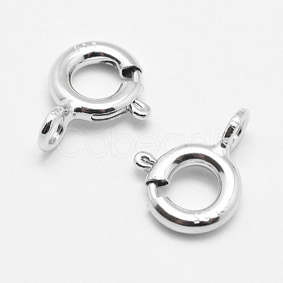 Anti-Tarnish Rhodium Plated 925 Sterling Silver Spring Ring Clasps LS-STER-K167-076B-P-1