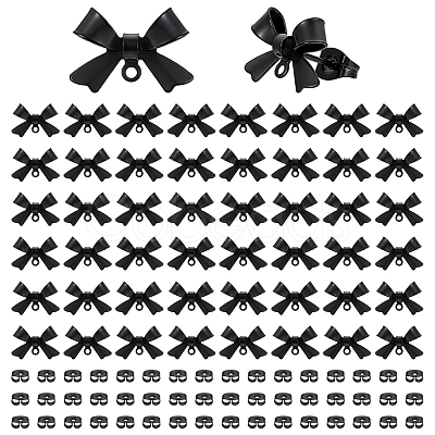 25 Pairs 304 Stainless Steel Bowknot Stud Earring Findings STAS-ME0003-34EB-1