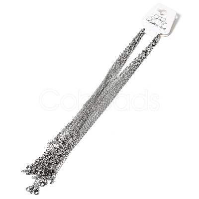 12Pcs 1.8MM 304 Stainless Steel Textured Cable Chain Necklaces for Men Women NJEW-H093-18P-05-1