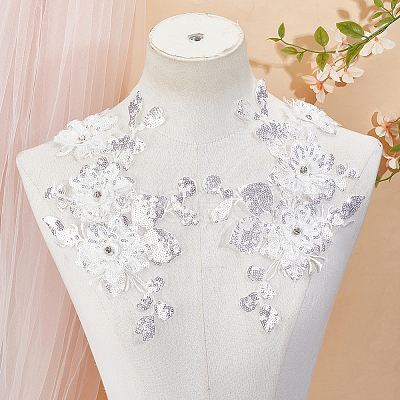 2Pcs 2 Styles 3D Flower Polyester Embroidery Sew on Appliques DIY-CY0001-03A-1