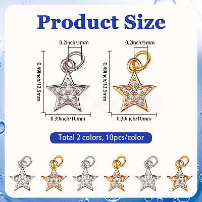 20Pcs Brass Micro Pave Cubic Zirconia Pendants KK-SC0007-24-1