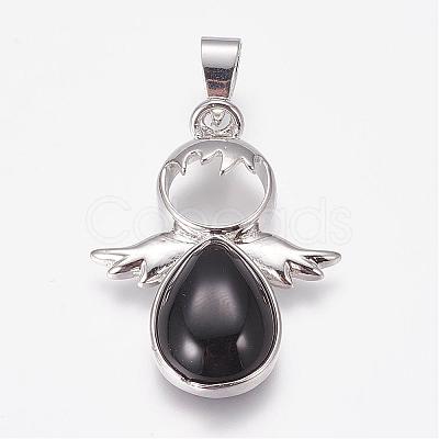 Natural Black Agate(Dyed & Heated) Pendants G-G651-A09-1
