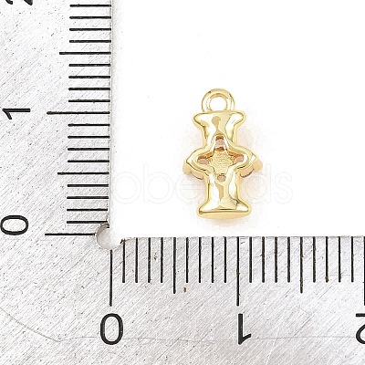 Brass Micro Pave Clear Cubic Zirconia Charms KK-Z151-18G-I-1