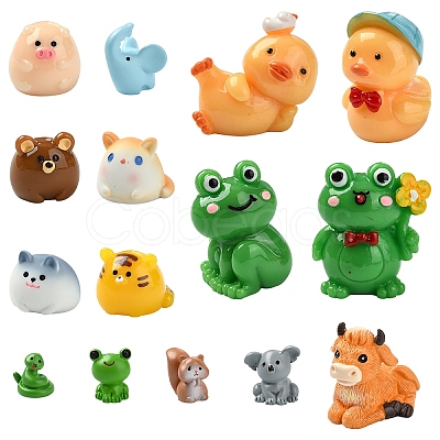 15Pcs 15 Styles Resin 3D Animal Figurines RESI-YW0001-94-1