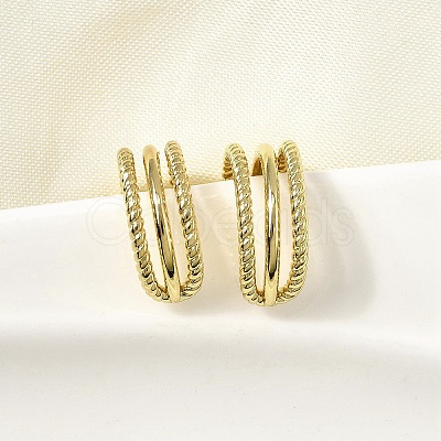 Brass Triple C-Shaped Cuff Earrings EJEW-L261-018G-1
