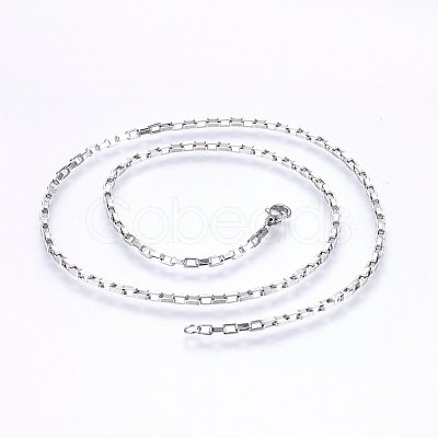 Non-Tarnish 304 Stainless Steel Box Chain Necklaces NJEW-F226-07P-11-1