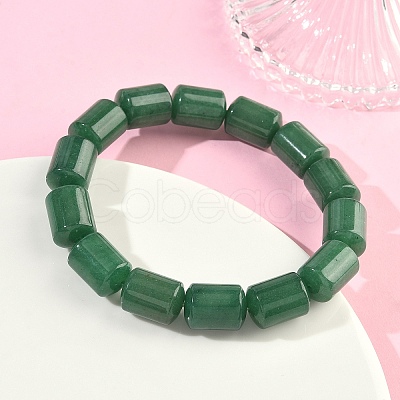 Column Natural Green Aventurine Beads Stretch Bracelets for Women Men BJEW-A148-01A-16-1