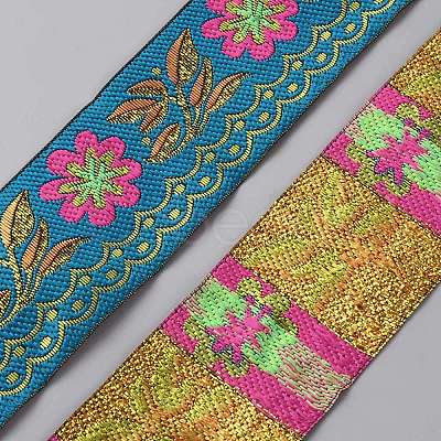 Ethnic Style Polyester Embroidery Flower Ribbon OCOR-WH0093-37B-1