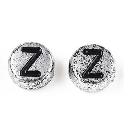 Plated Acrylic Horizontal Hole Letter Beads PACR-Q099-M03-S-1
