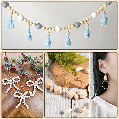 300Pcs 10 Styles Wood European Beads WOOD-SP0001-48-1