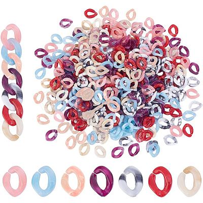 420Pcs 7 Colors Acrylic Linking Ring OACR-PH0001-92-1
