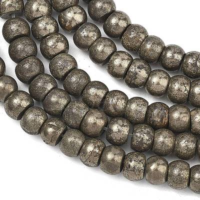 Natural Gold Pyrite/Golden Pyrite Beads Strands G-L647-D07-4x6mm-01-1