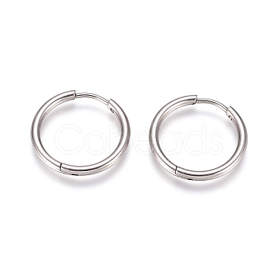Tarnish Resistant 304 Stainless Steel Huggie Hoop Earrings EJEW-G272-02-16mm-P-1