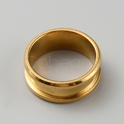 304 Stainless Steel Grooved Finger Ring Settings RJEW-WH0010-08A-G-1