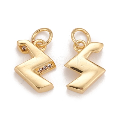 Rack Plating Eco-friendly Brass Micro Pave Clear Cubic Zirconia Charms KK-D072-01G-Z-NR-1