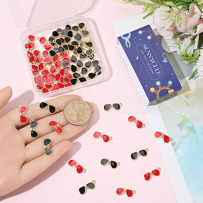 60Pcs 2 Colors Alloy Enamel Pendants ENAM-SC0007-81-1