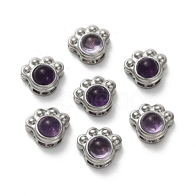 Brass Pave Natural Amethyst Multi-Strand Links KK-D366-01P-I-1