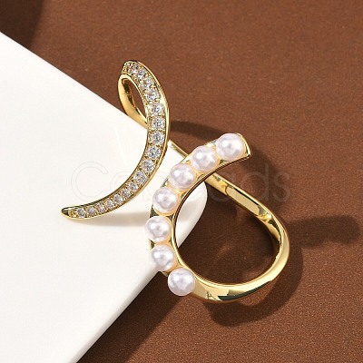 Brass Micro Pave Cubic Zirconia Cuff Open Rings RJEW-C158-03G-1
