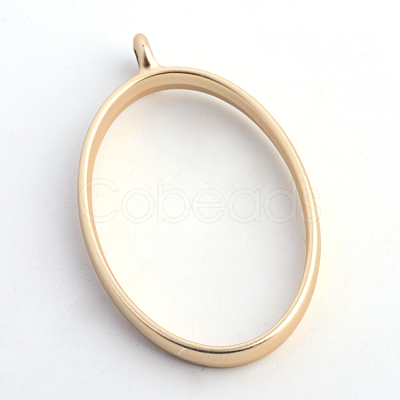 Matte Style Rack Plating Alloy Oval Open Back Bezel Pendants X-PALLOY-S047-26C-FF-1