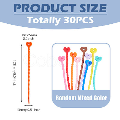 30Pcs Heart Shaped Silicone Cable Zip Ties AJEW-TADJ0001-11-1