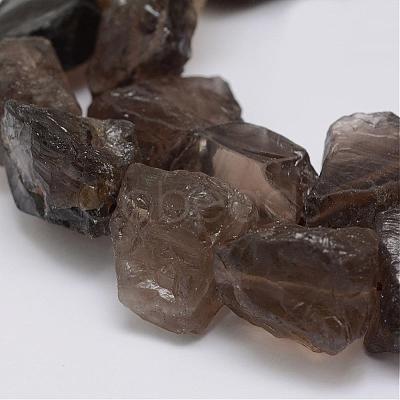 Raw Rough Natural Smoky Quartz Beads Strands G-E343-07-1