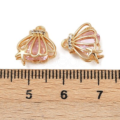 Brass Micro Pave Cubic Zirconia Charms KK-F906-07G-1