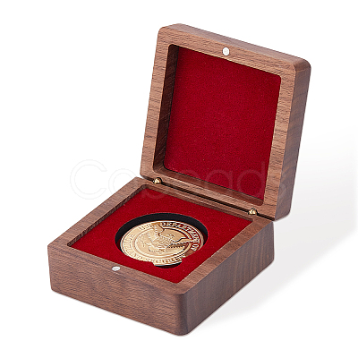 Wood Commemorative Coin Storage Magnetic Boxes CON-WH0133-009A-1