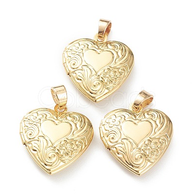 Brass Locket Pendants X-KK-P199-16G-1