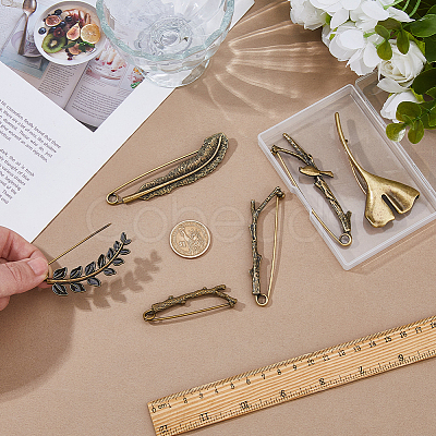 6Pcs 6 Styles Alloy Brooches for Clothes Backpack JEWB-HS0001-02-1