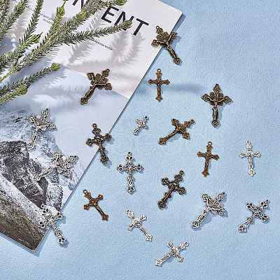 64Pcs 8 Style Tibetan Style Alloy Pendants FIND-SZ0002-81-1