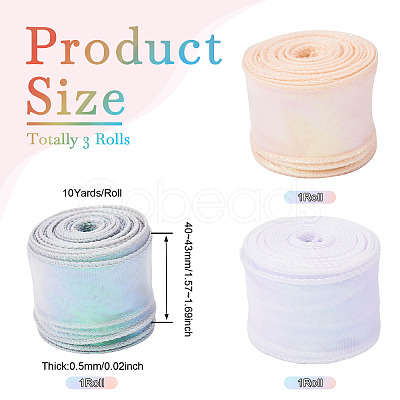 3 Rolls 3 Colors Flat Rainbow Color Organza Ribbon OCOR-TA0001-47-1