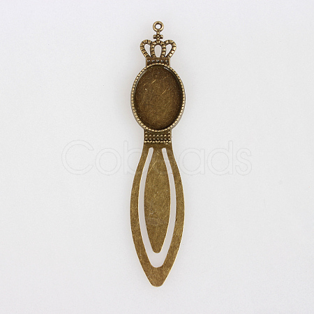 Antique Bronze Iron Bookmark Cabochon Settings PALLOY-N0084-14AB-NF-1