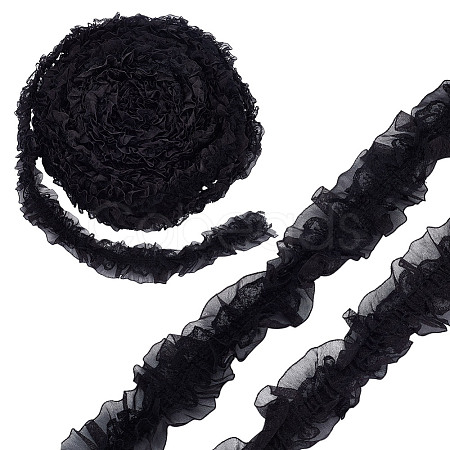 10M Double Layer Polyester Flower Elastic Lace Trim OCOR-DC0001-21B-1