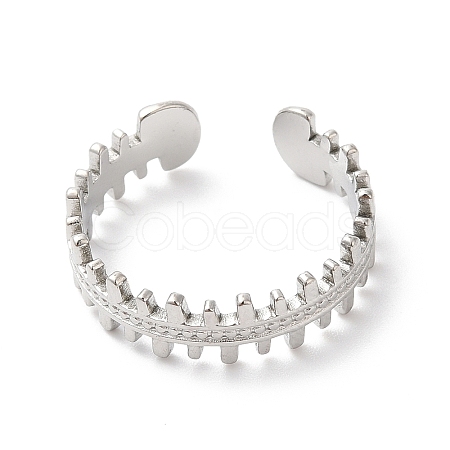 Non-Tarnish 304 Stainless Steel Zipper Shape Open Cuff Ring for Women RJEW-K245-36P-1