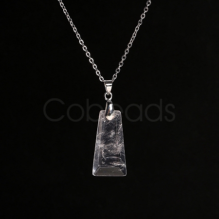 Natural Quartz Crystal Trapezoid Pendant Necklaces PW-WG52881-04-1