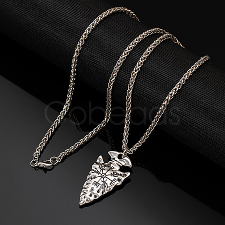 Vintage 304 Stainless Steel Viking Arrowhead Pendant Necklaces for Men WG2716D-01-1