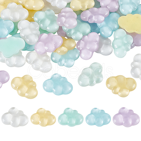 50Pcs 5 Colors Transparent Resin Cabochons RESI-GA0001-40-1