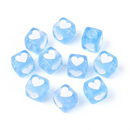 Spray Painted Transparent Acrylic Beads OACR-N140-02A-1