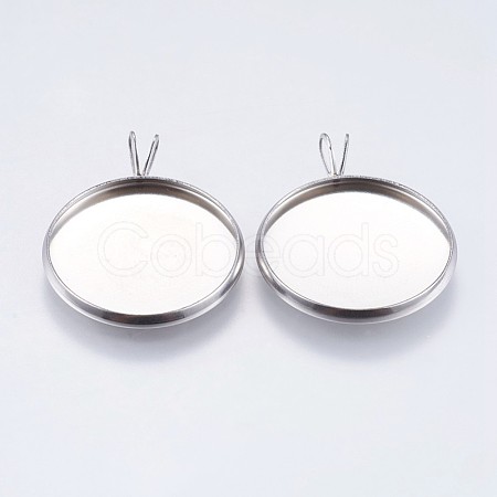 Tarnish Resistant 304 Stainless Steel Pendant Cabochon Settings STAS-I069-37-20MM-1