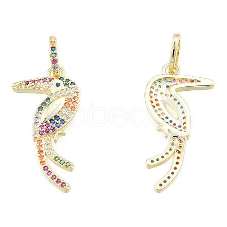 Brass Micro Pave Colorful Cubic Zirconia Pendants X-ZIRC-N039-259-1