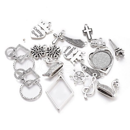 Mixed Shapes Alloy Pendants PALLOY-XCP0001-09-1