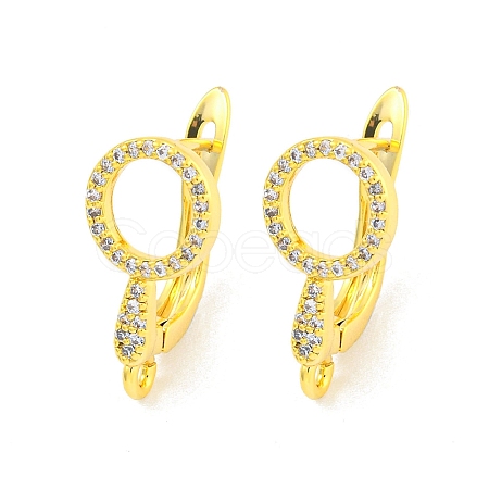 Brass Micro Pave Cubic Zirconia Hoop Earrings Finding KK-K382-02G-1