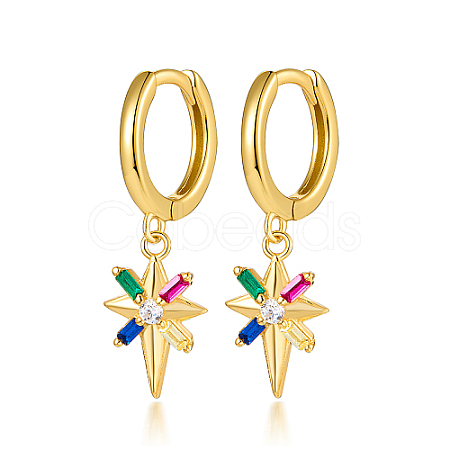 Star 925 Sterling Silver Dangle Hoop Earrings TP2012-2-1