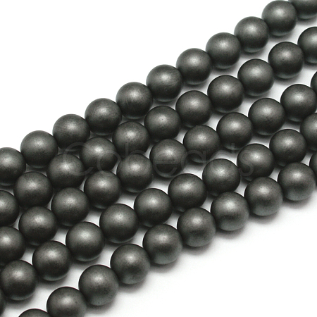 Frosted Non-magnetic Synthetic Hematite Round Bead Strands G-J344-12mm-1