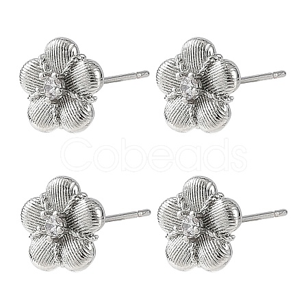 SHEGRACE Brass Micro Pave Cubic Zirconia Stud Earrings XGRQ4N068-711P-1
