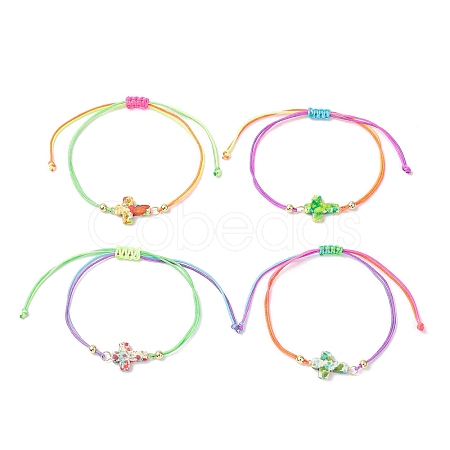 Spray Painted Synthetic Turquoise Cross Braided Bead Bracelets BJEW-JB12583-1