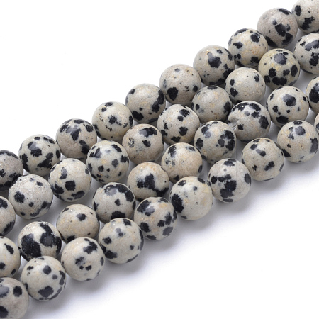 Natural Dalmatian Jasper Bead Strands X-G-R345-6mm-51-1