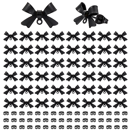 25 Pairs 304 Stainless Steel Bowknot Stud Earring Findings STAS-ME0003-34EB-1