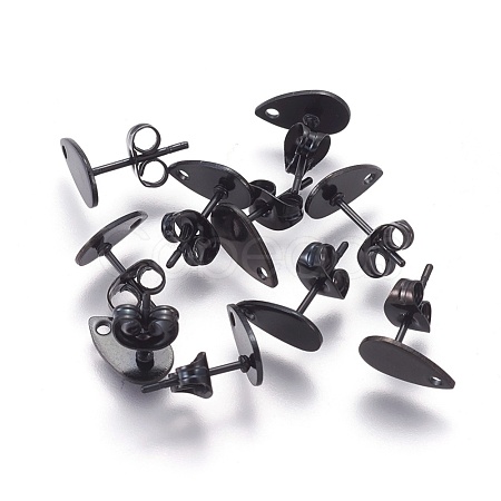 304 Stainless Steel Stud Earring Findings Ion Plating(IP) STAS-O119-11A-B-1
