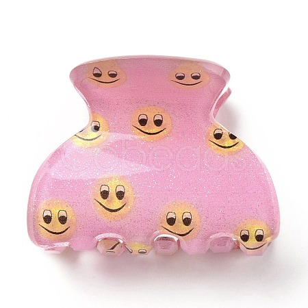 Smiling Face Pattern Acrylic Claw Hair Clips PHAR-G004-05-1